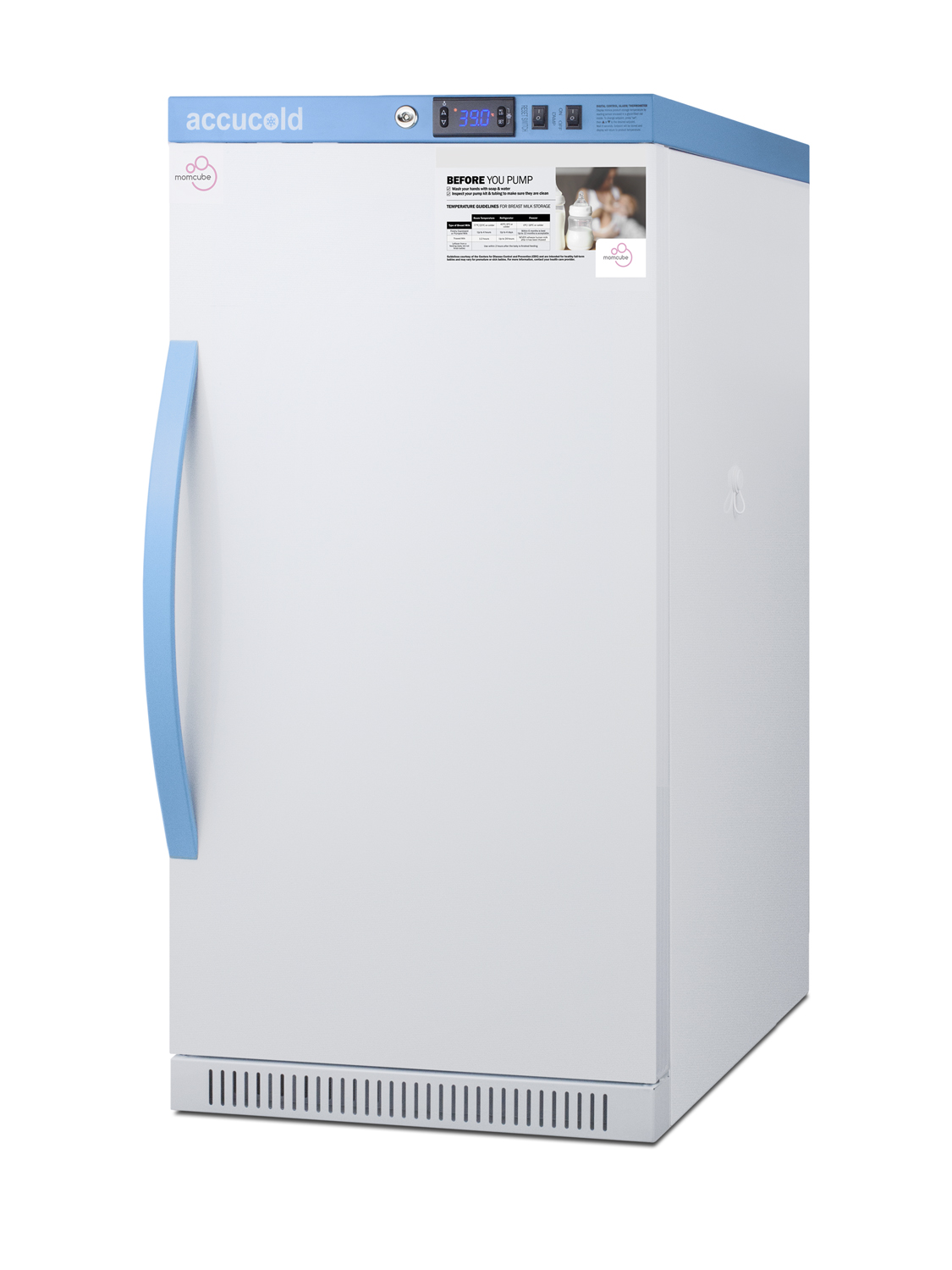ADA height solid door all-refrigerator with four adjustable shelves designed for recessed or freestanding use, with four adjustable shelves, automatic defrost, hopsital grade cord with 'green dot' plug, and antimicrobial silver-ion handle.